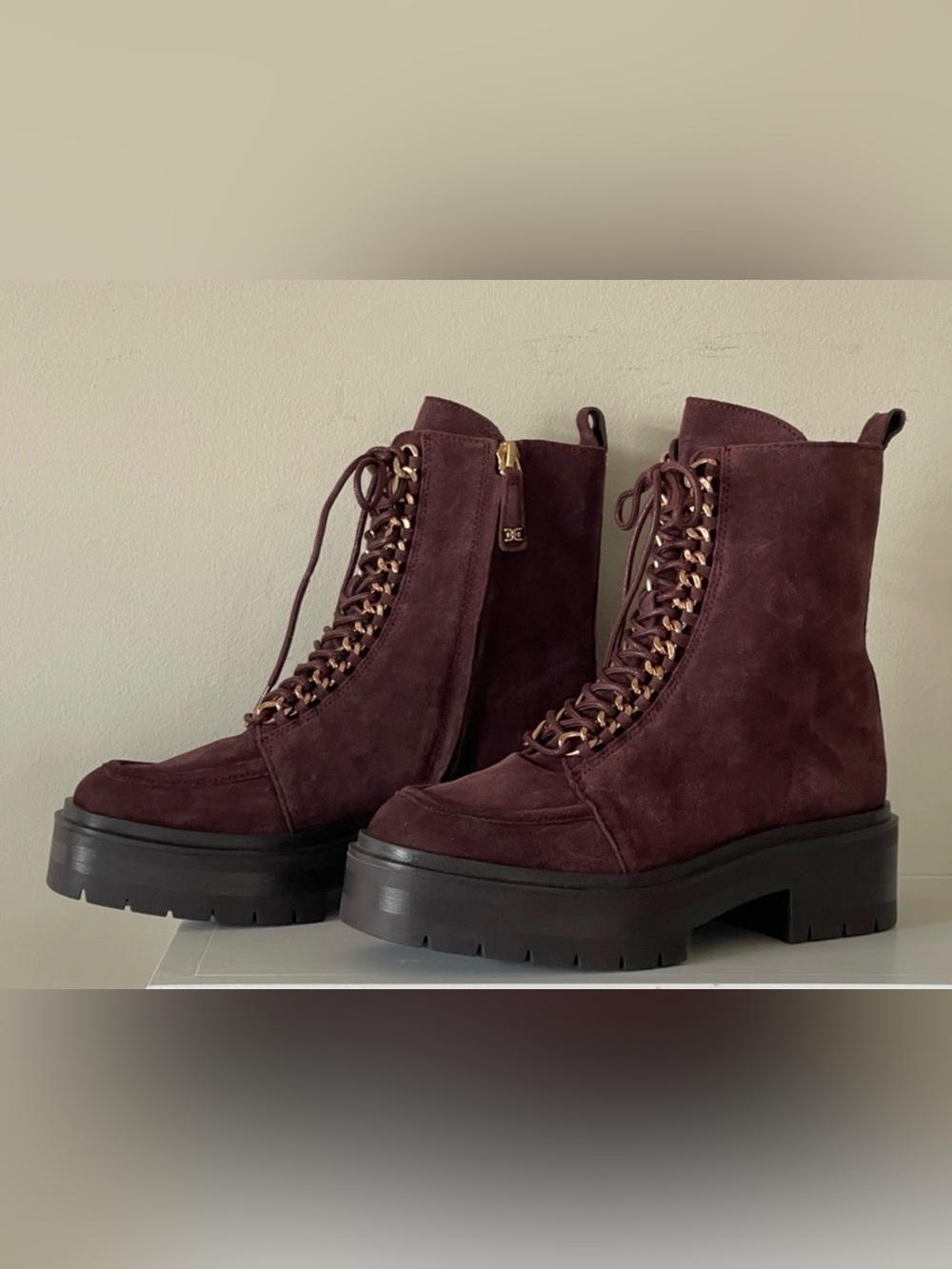 Sam Edelman Women's Lovrin Lace up Platform Combat Boot in Spiced Pecan color - Picture 7 of 10